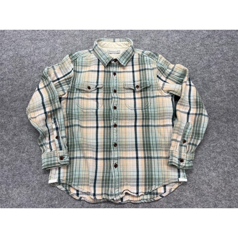 Outerknown Blanket Shirt Mens Medium Green Plaid Flannel Heavyweight Long Sleeve